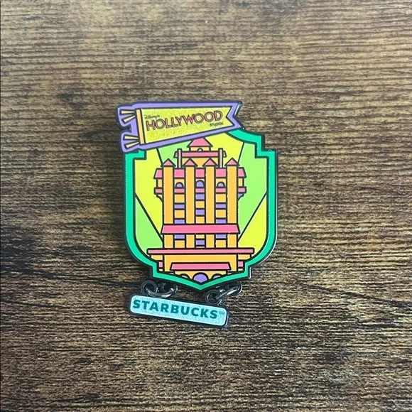 Disney/Starbucks Hollywood Studios Shield Pin with Yellow and Green - Picture 1 of 2
